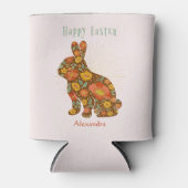 Pasen Bunny Aangepaste gouden roze Floral Blikjeskoeler (Voorkant)