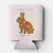 Pasen Bunny Aangepaste gouden roze Floral Blikjeskoeler (Achterkant)
