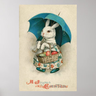 Pasen Bunny Basket Colored Egg Umbrella Poster