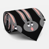 Pasen Bunny Black Gray Pattern Mannen Stropdas (Opgerold)