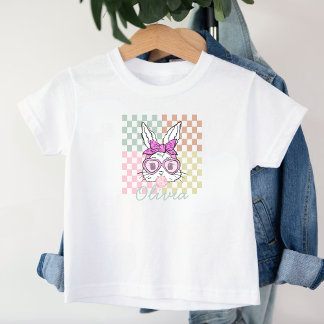 Pasen Bunny Bril Konijn Checker gepersonaliseerd Kinder Shirts