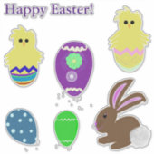 Pasen Bunny Chick Eggs Laser gesneden Vinyl Sticker (Voorkant)