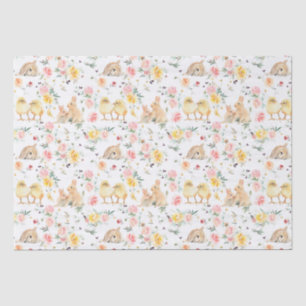 Pasen Bunny Chicks Spring Floral Tissuepapier