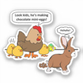 Pasen Bunny Chocolate Humor Cutout Sticker (Voorkant)