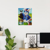 Pasen Bunny Dips Rabbit in Chocolate Art 16x20 Poster (Thuiskantoor)