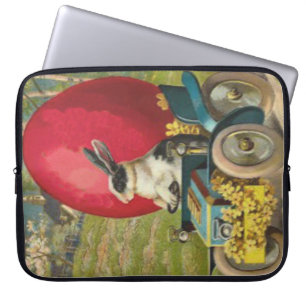 Pasen Bunny Egg Car Landschap Laptop Sleeve