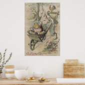 Pasen Bunny Egg Chick Rooster Farmer Poster (Keuken)