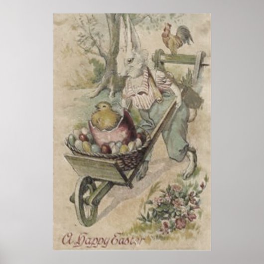 Pasen Bunny Egg Chick Rooster Farmer Poster (Voorkant)