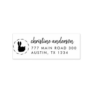 Pasen Bunny Egg Return Address Rubber Stamp Rubberstempel