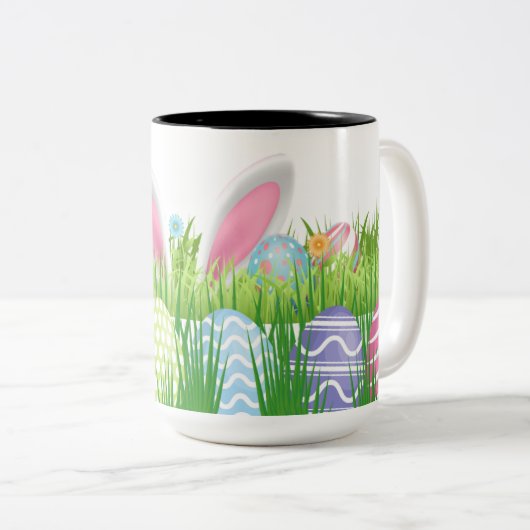 Pasen Bunny Eggs Hunt Tweekleurige Koffiemok (Voorkant rechts)