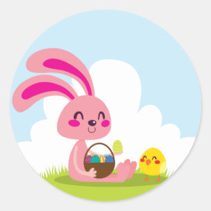 Pasen Bunny en Chick Ronde Sticker