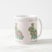 Pasen Bunny Floral gepersonaliseerd pastel Koffiemok (Voorkant rechts)