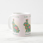 Pasen Bunny Floral gepersonaliseerd pastel Koffiemok (Voorkant links)