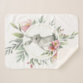 Pasen Bunny Floral Sherpa Deken (Voorkant (horizontaal))