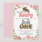 Pasen Bunny Girl eerste uitnodiging voor roze avon (Voorkant / Achterkant)