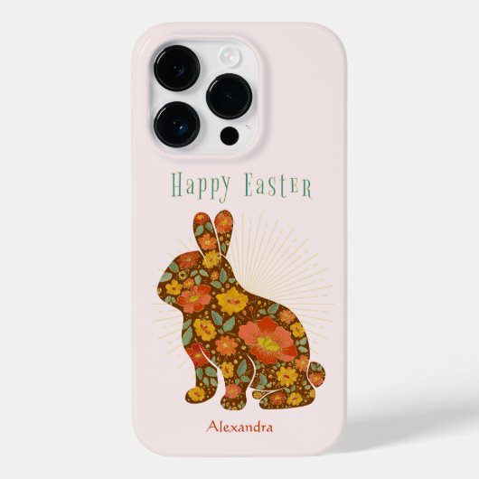 Pasen Bunny Gold Floral, gepersonaliseerd Case-Mate iPhone Case (Achterkant)