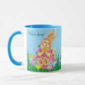 Pasen Bunny in roze lentesbloemen Gift Mok (Links)