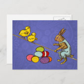 Pasen Bunny kippen eieren illustratie Feestdagenkaart (Voorkant / Achterkant)