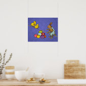 Pasen Bunny kippen eieren illustratie Poster (Keuken)