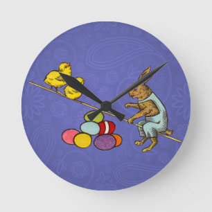 Pasen Bunny kippen eieren illustratie Ronde Klok