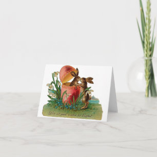 Pasen Bunny Kiss Vintage Feestdagen Kaart