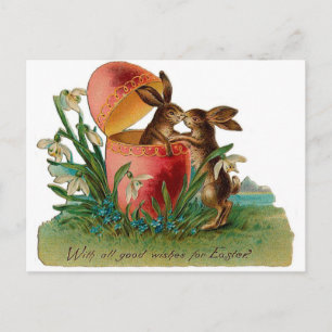 Pasen Bunny Kiss Vintage Feestdagenkaart