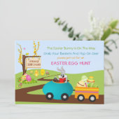 Pasen Bunny met Egg Cart Kaart (Staand voorkant)