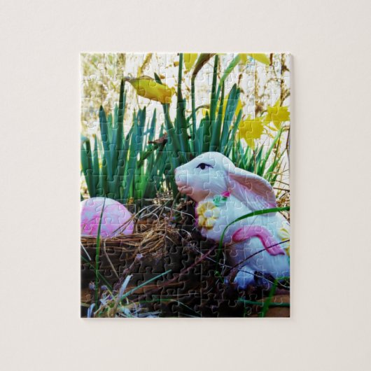 Pasen Bunny met roze ei Legpuzzel (Verticaal)