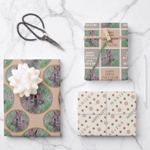 Pasen Bunny Neutral Polka Dot gepersonaliseerd Inpakpapier Vel