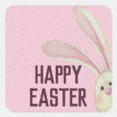 Pasen Bunny op Polka Dots Vierkante Sticker (Voorkant)