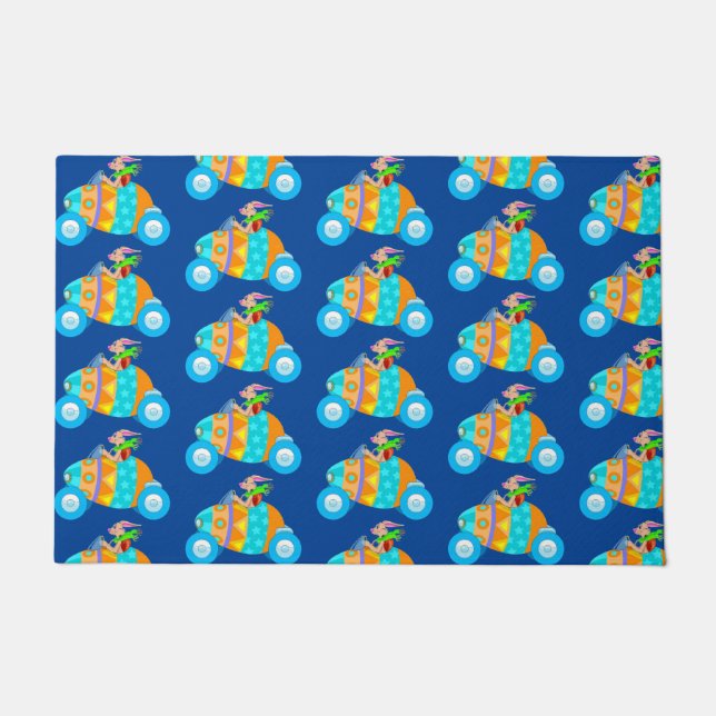 Pasen Bunny op vakantie Deurmat (Voorkant)