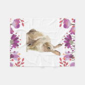 Pasen Bunny Paarse Floral Fleece Deken (Voorkant (Horizontaal))