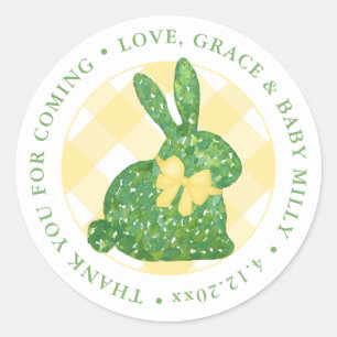 Pasen Bunny Preppy Boxwood Baby shower Dank je wel Ronde Sticker