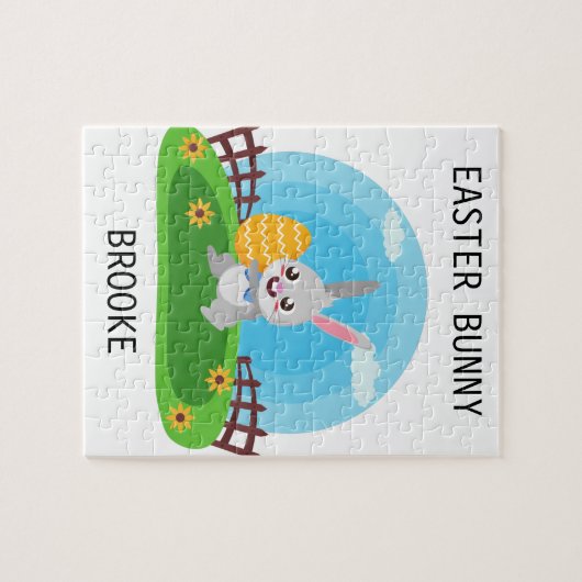 Pasen bunny puzzle gepersonaliseerd. legpuzzel (Horizontaal)
