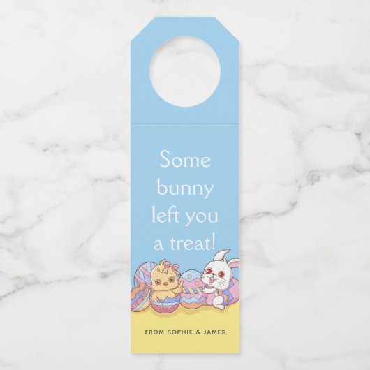 Pasen Bunny Rabbit Chick Eggs | FEESTDAGEN Flessenhanger (Voorkant)