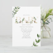 Pasen Bunny Rabbit Eggs Eucalyptus Neutraal Baby Kaart (Staand voorkant)