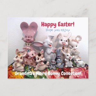 Pasen  Bunny Rabbit Figurines Funny Feestdagenkaart