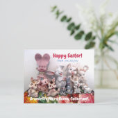 Pasen  Bunny Rabbit Figurines Funny Feestdagenkaart (Staand voorkant)