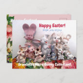 Pasen  Bunny Rabbit Figurines Funny Feestdagenkaart (Voorkant / Achterkant)