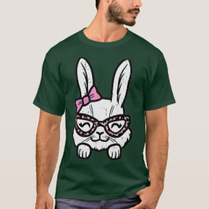 Pasen Bunny Rabbit Leopard Glasses Ribbon Cute Ea T-shirt