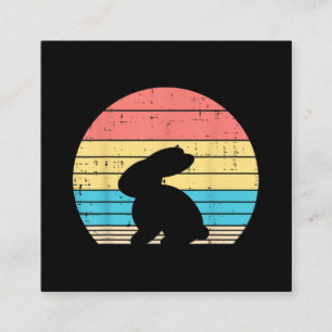 Pasen Bunny Rabbit Silhouette Sunset Retro Vierkante Visitekaartje