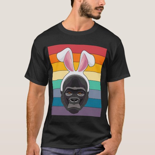 Pasen Bunny Retro  Style Monkey Gorilla Wi T-shirt (Voorkant)