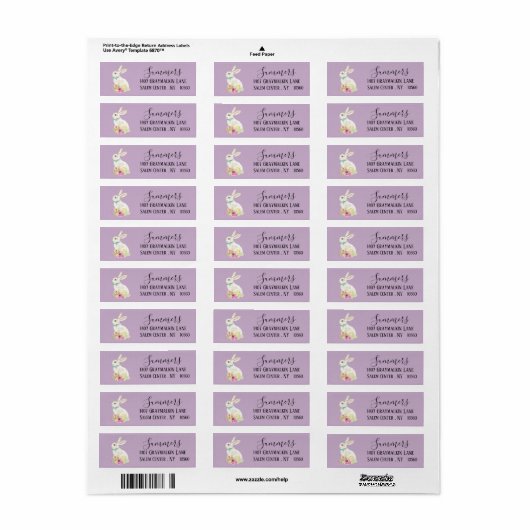 Pasen Bunny Script-adres Etiket (Full Sheet)
