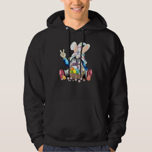 Pasen Bunny Spring Gnome Easter Egg Hunting and B Hoodie