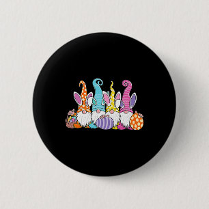 Pasen Bunny Spring Gnome Easter Egg Hunting and B Ronde Button 5,7 Cm