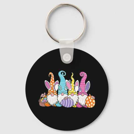 Pasen Bunny Spring Gnome Easter Egg Hunting and B Sleutelhanger (Voorkant)