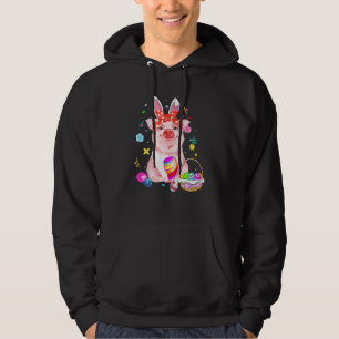 Pasen Bunny Spring Pig Bow Egg Basket Col Hoodie