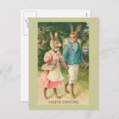 Pasen Bunny Sweethearts  Feestdagenkaart (Voorkant / Achterkant)