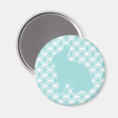 Pasen Bunny Swirls Magnet, Light Blue Magneet (Voorkant / Achterkant)