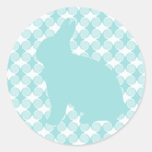 Pasen Bunny zwaait Stickers, lichtblauw Ronde Sticker